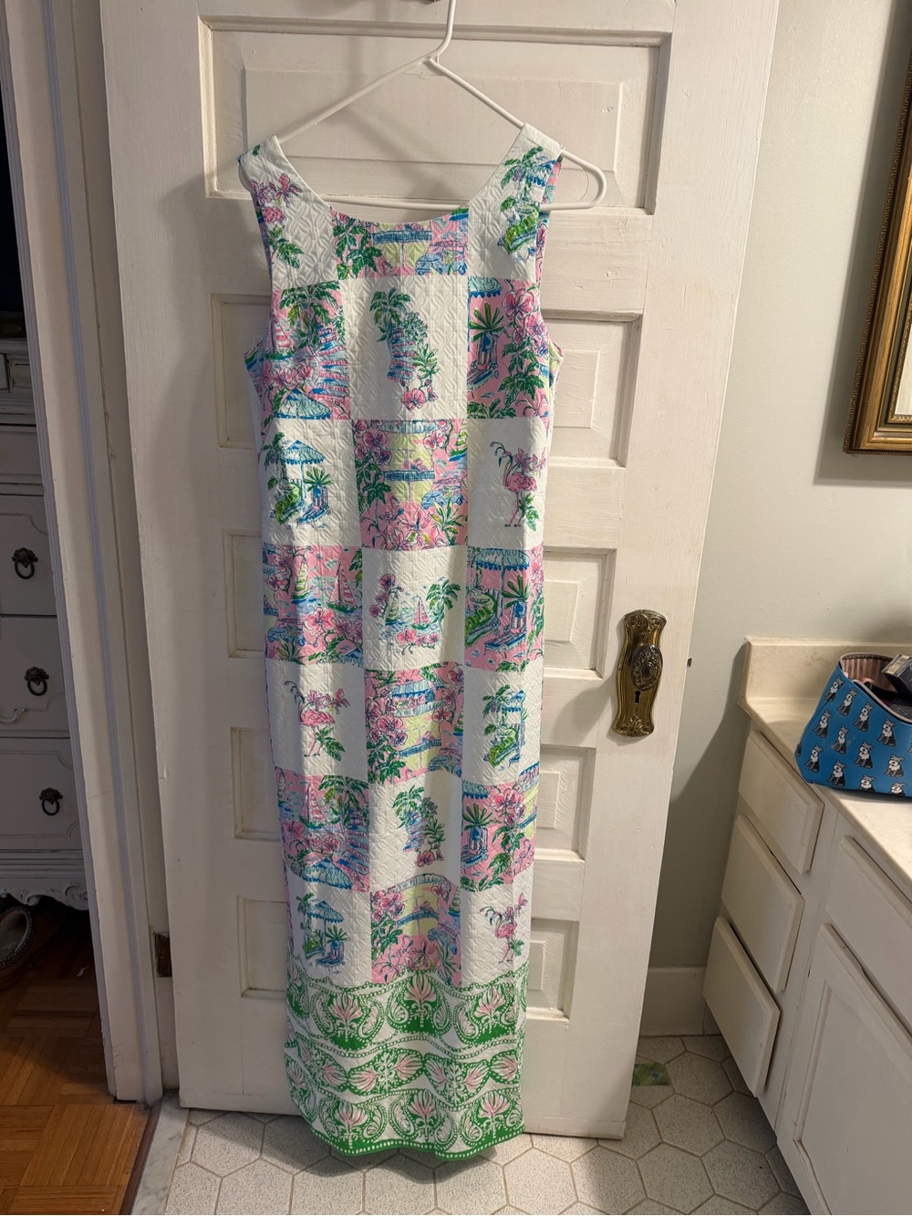 SOLD OUT Lilly Pulitzer White Maxi Dress with Pink & Green Floral Print NWT